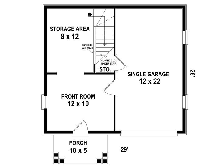 Garage Plans with Storage OneCar Garage Plan with