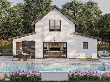 Barn-Style Pool House Plan, 050P-0034