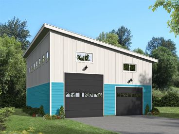 RV Garage Plan with Loft, 062G-0388