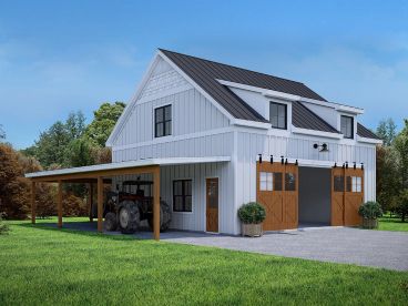 Barn Plan with Tractor Port, 062B-0034