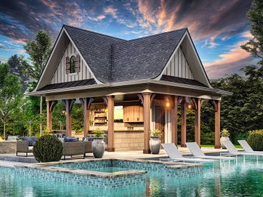 Backyard Pool House Plan, 084P-0004