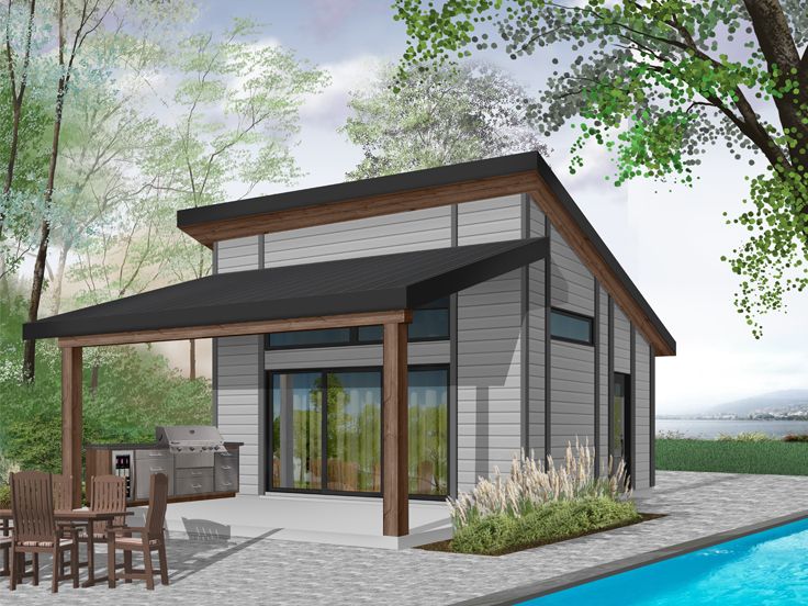 Pool House Plan, 028P-0002