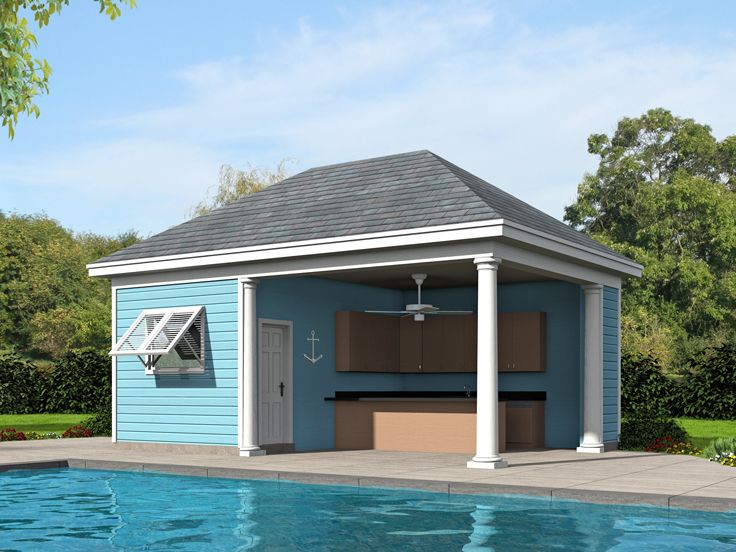  Pool  House  Plans  Pool  House  with Kitchen 062P 0005 at 